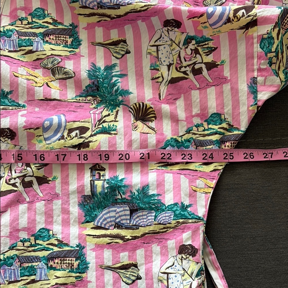 80s striped novelty print Vintage SUSAN DUNN women’s Pink Patterned house dress - Picture 8 of 10
